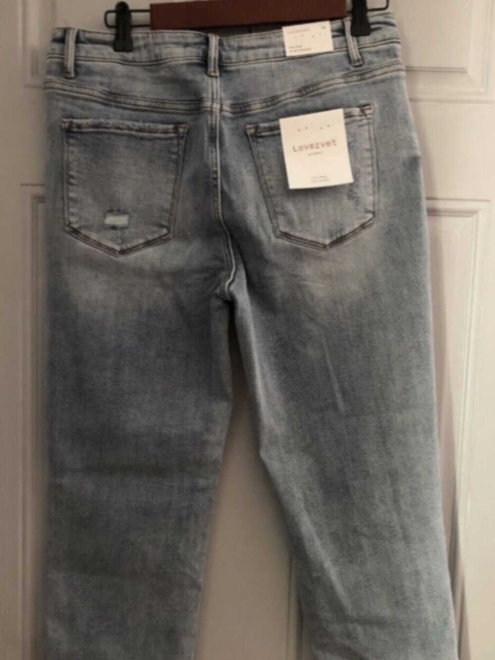 Size 13 (32) Midrise Cropped Light Blue Straight Stretch Jeans